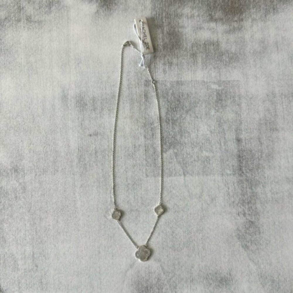 Rachel Zoe Sterling Silver 925 Necklace W 3 Mother Of Pearl Clovers - Picture 5 of 16